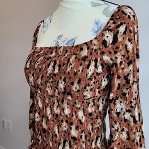One Clothing Peasant Leopard Print Blouse